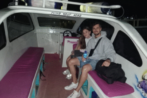 Sunrise Escape: Paula & Sergio’s Early Morning Private Speedboat from Gili Air to Lombok Airport with VIP Car Transfer and Luggage in Tow