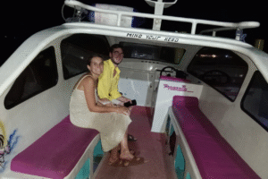 Late-Night Island Hopping: Our Private Speedboat Adventure from Gili Trawangan to Gili Meno with Marie & Enzo
