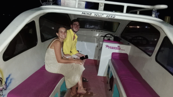 Late-Night Island Hopping: Our Private Speedboat Adventure from Gili Trawangan to Gili Meno with Marie & Enzo