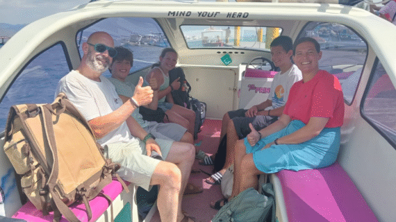 Island Hopping in Style: Marie’s Smooth Private Speedboat Ride from Gili Trawangan to Teluk Nare with Five Backpacks and Belgian Vibes