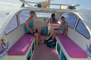 Morning Island Escape: Alessandro & Giulia’s Private Speedboat Ride from Bel Air Resort Gili Air to Lombok’s Teluk Nare Port