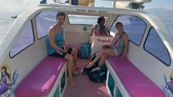 Morning Island Escape: Alessandro & Giulia’s Private Speedboat Ride from Bel Air Resort Gili Air to Lombok’s Teluk Nare Port