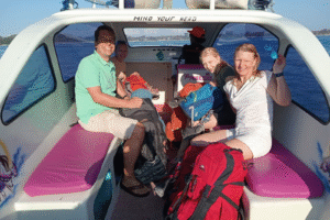 Austrian Family’s Smooth Morning Ride: From MAHAMAYA Gili Meno Beach to Lombok Airport by Private Speedboat and Car