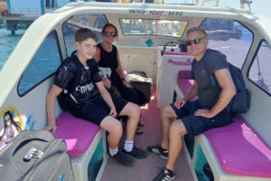 Morning Escape: The Theobald Family’s Private Speedboat Adventure from Gili Trawangan to Teluk Nare with Luggage in Tow