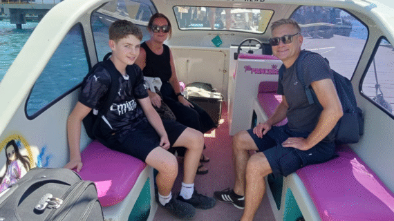 Morning Escape: The Theobald Family’s Private Speedboat Adventure from Gili Trawangan to Teluk Nare with Luggage in Tow