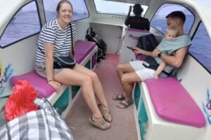 Family Adventure from Kuta to Gili Air: Spacious APV Ride, Smooth Private Speedboat, and Happy Lithuanian Travelers with Baby in Tow