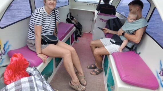 Family Adventure from Kuta to Gili Air: Spacious APV Ride, Smooth Private Speedboat, and Happy Lithuanian Travelers with Baby in Tow