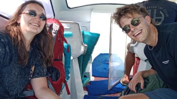 Morning Island Escape: Our Private Speedboat Adventure from Gili Air to Teluk Nare with Two Backpacks and Big Smiles