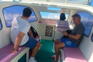 Morning Island Hopping: Fabio’s Smooth Private Speedboat Ride from Gili Trawangan to Teluk Nare with Luggage in Tow