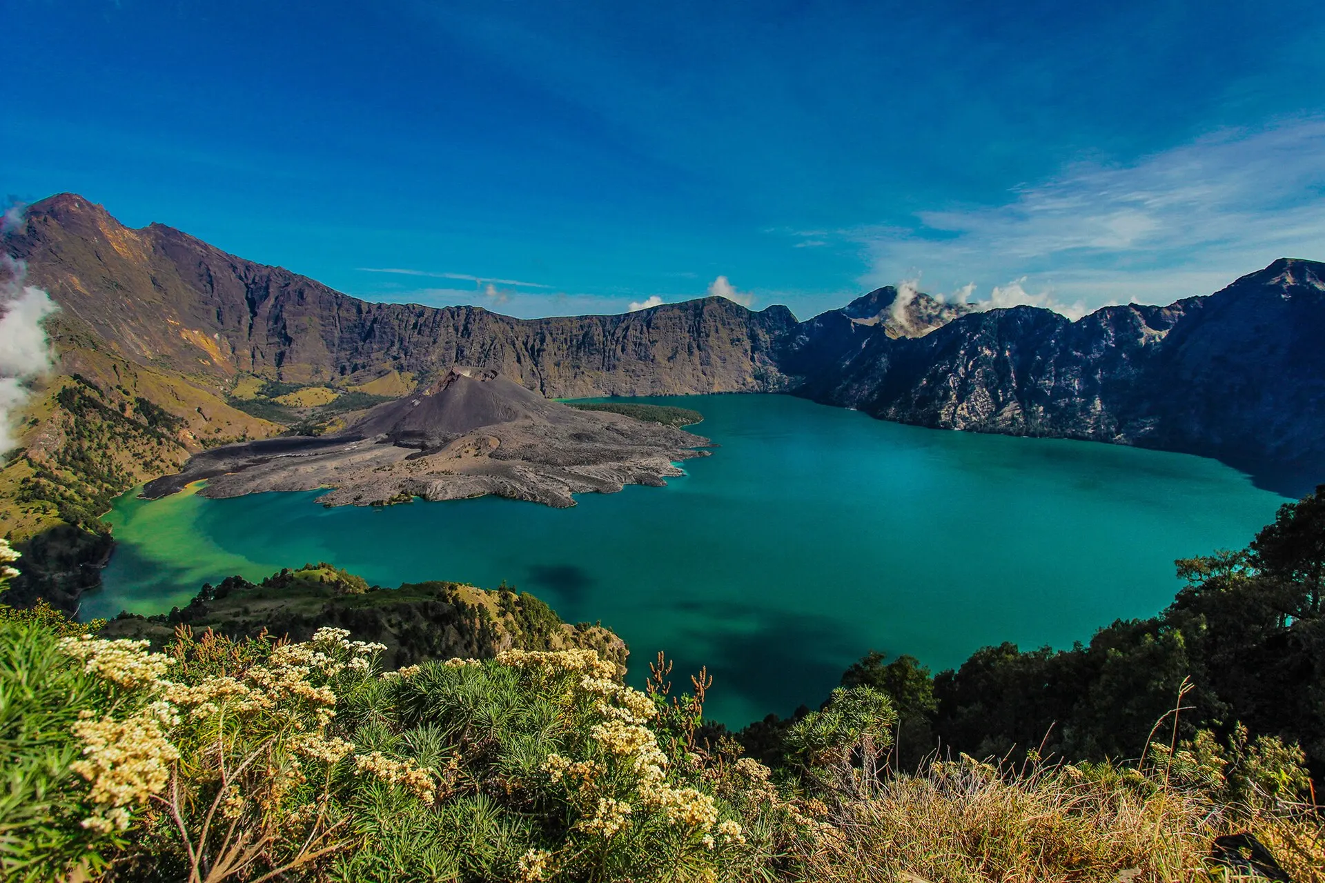 Mount Rinjani peak and ridges Lombok