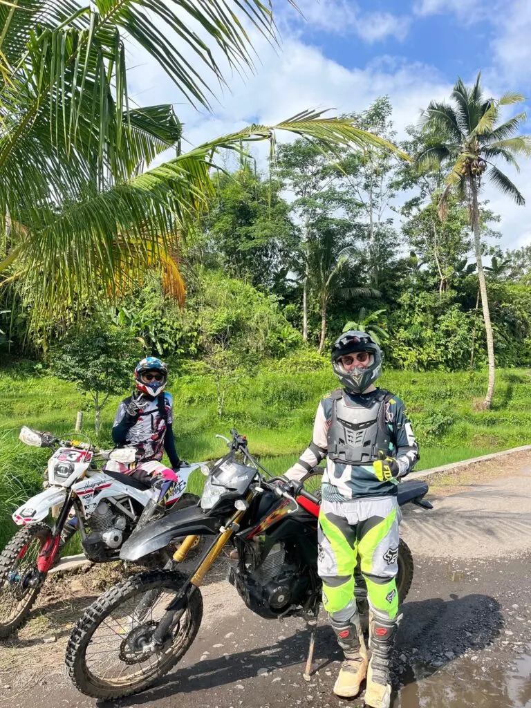 Guests on the Waterfall and Jungle dirt bike tour Central Lombok