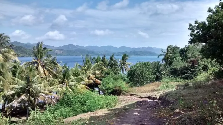 Rocky shoreline near Pelangan, West Lombok close to Desert Point surf zone
