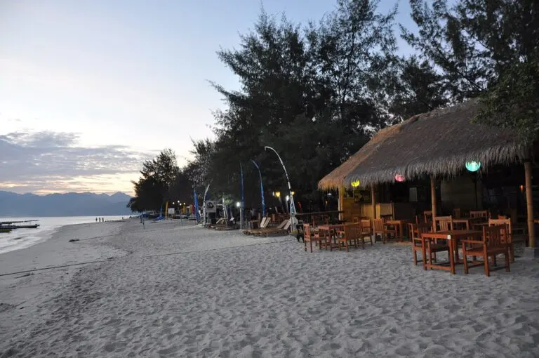Beach shoreline on Gili Trawangan in the Gili Islands