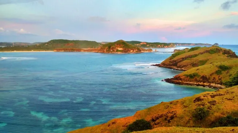 Clear turquoise water at Tanjung Aan Beach near Bukit Merese