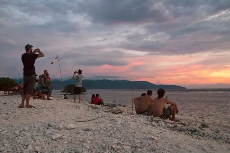 Sunset beach atmosphere on Gili Trawangan island