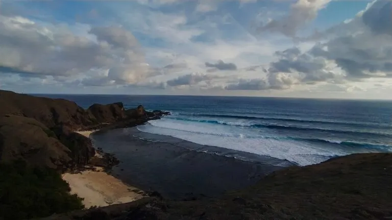 Sunset over the beach below Merese Hill, Mandalika Lombok